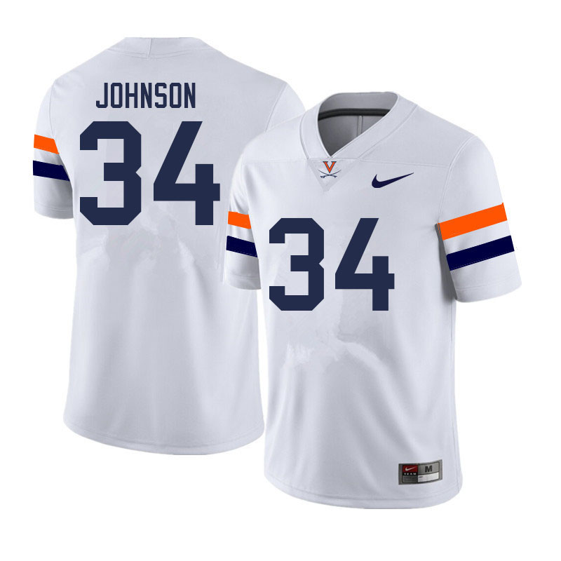 Men #34 Donovan Johnson Virginia Cavaliers College Football Jerseys Sale-White